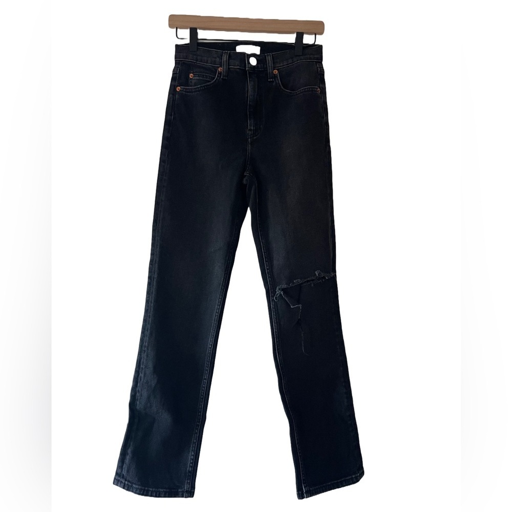 Redone Black Distressed‎ Straight Leg Jeans Size 25 EUC